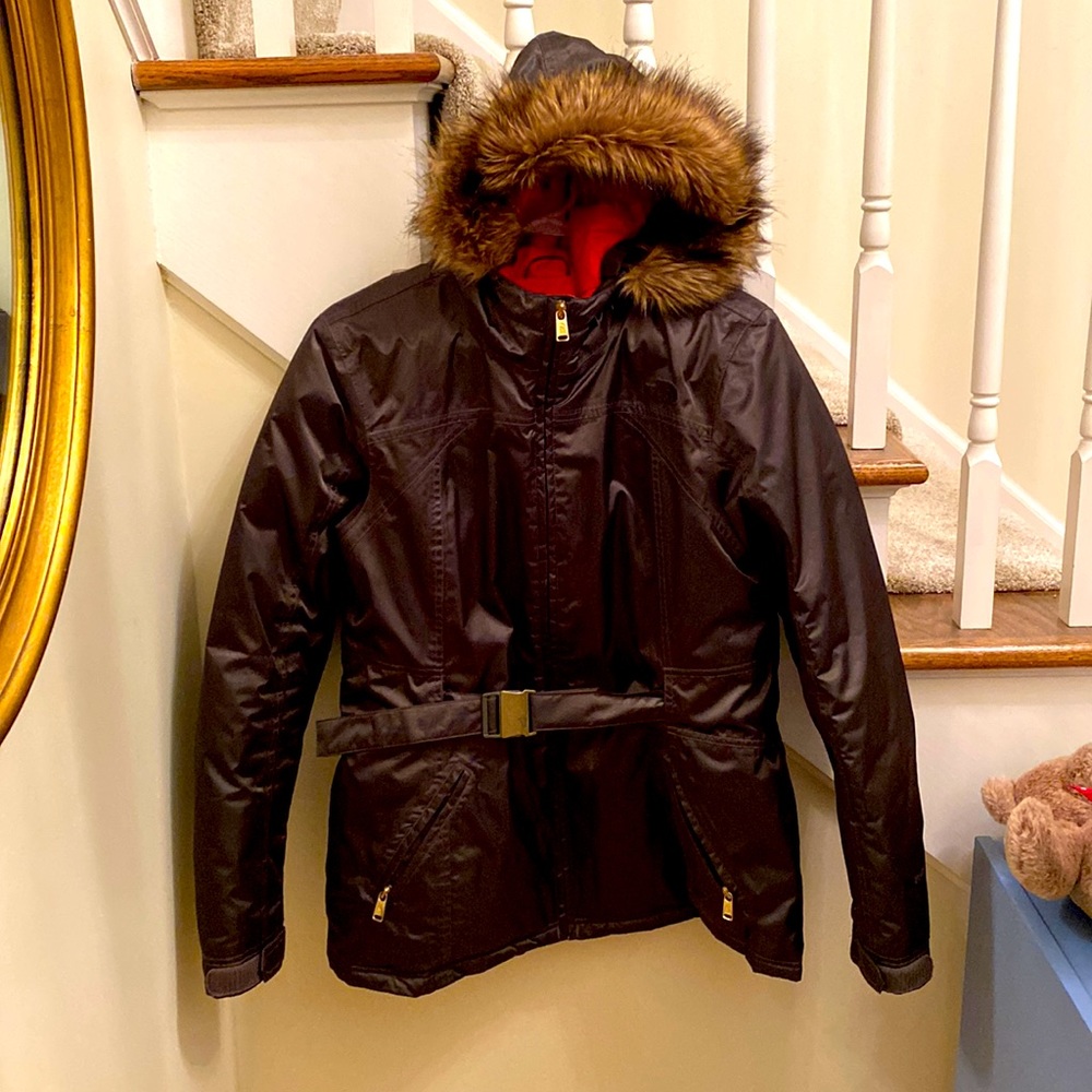 North Face Womens Winter Coat- Forest/Army Green w/ Removal Fur on Hood